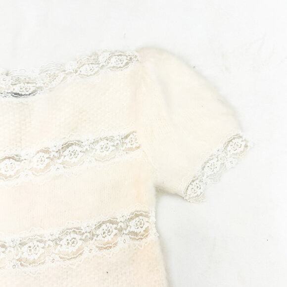 Linda Mishan Cashmere Lace Cream Sweater Size M Paris - Picture 4 of 4
